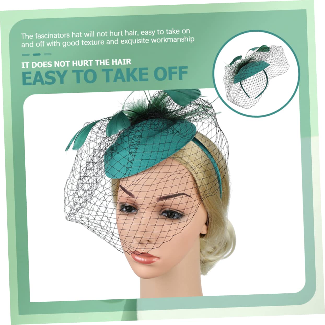 3pezzi Fascinator Elegante per Donne con e Piume Accessorio di Stile Retro per Cerimonie Matrimoni e Tea Party