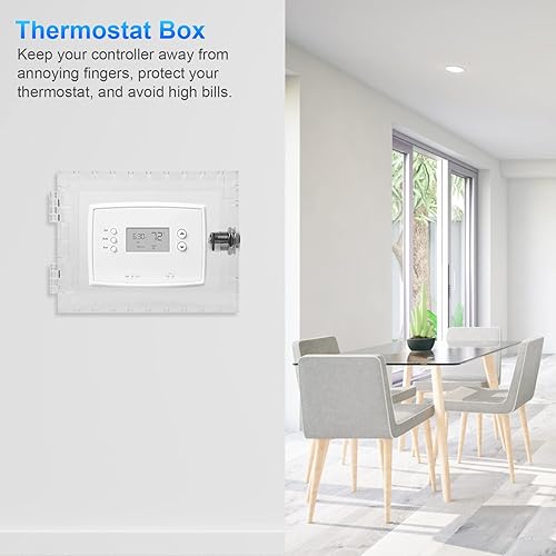 Miniatura 6 de Caja de bloqueo de termostato universal con llave, cubierta de termostato transparente con cerradura, protector de termostato grande de CA para la