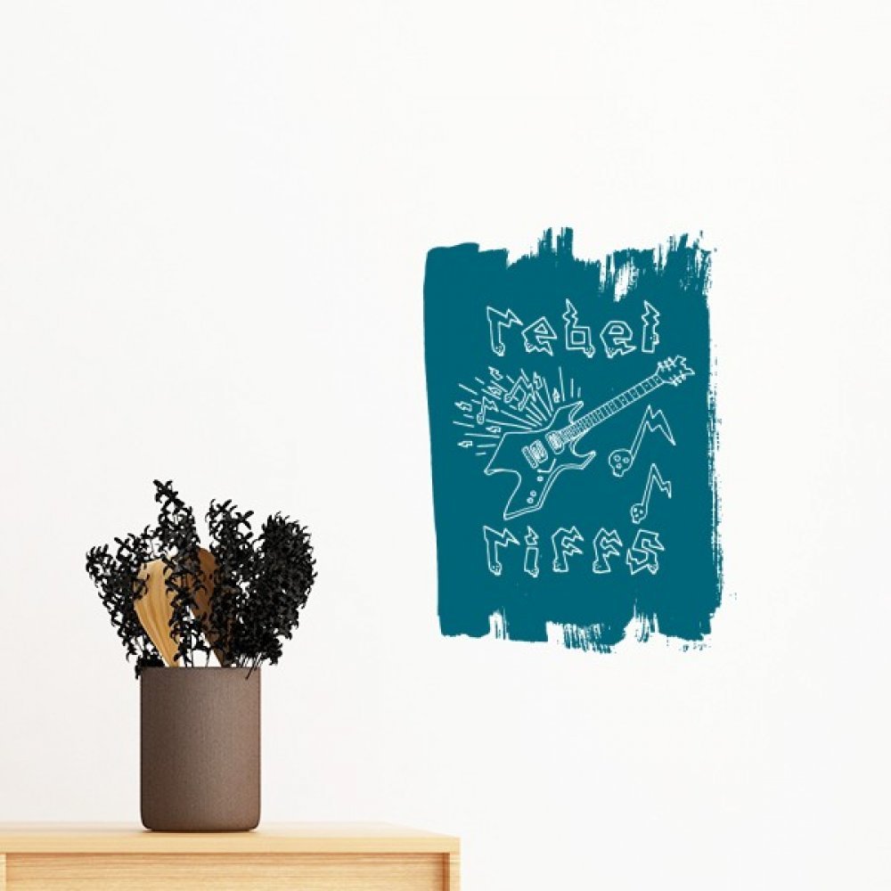Autocollant mural guitare électrique bleu amovible 100cm pour décoration