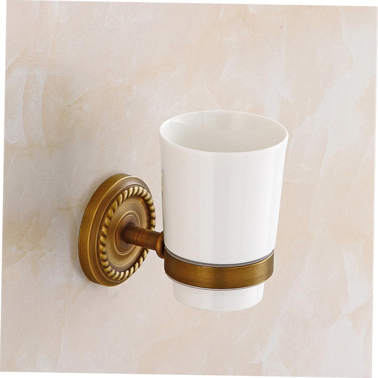 LIFKOME Wall Mounted Toothbrush Cup Holder Bathroom Toothbrush Organizer Antique Copper Finish Easy to Install Space-Saving Design for Use