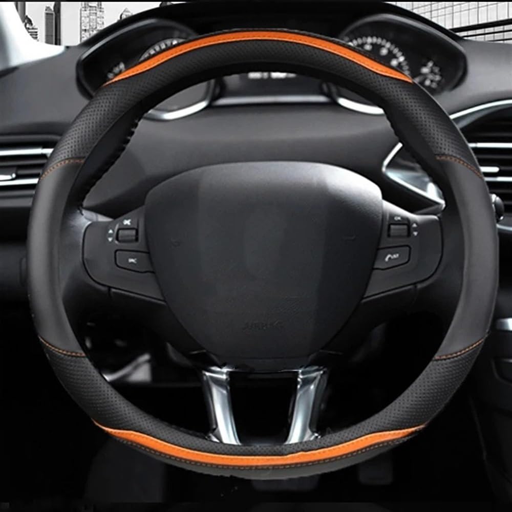 Interior de Coche para Peugeot 308 II III T7 T9 SW 2014~2021 Funda para Volante de Coche Fibra de Carbono PU Interior de Coche Naranja