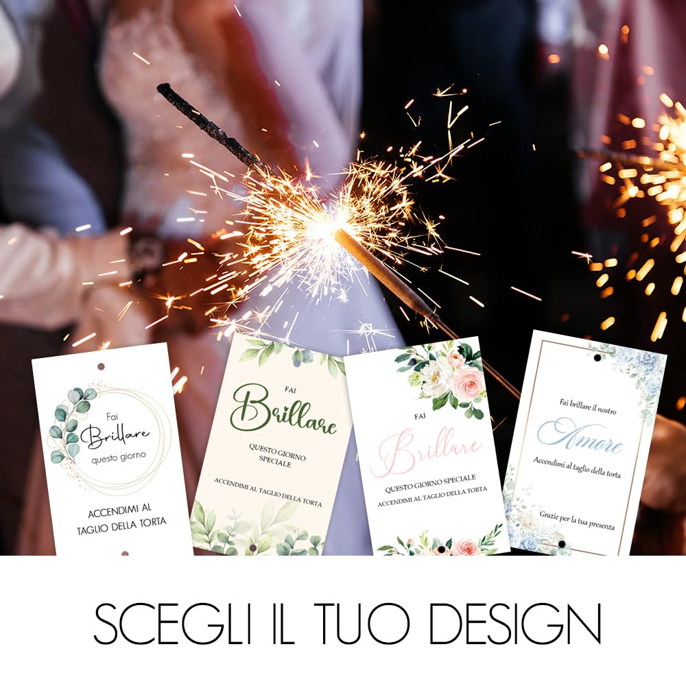 Etichette Scintillanti Per Matrimonio - 75 Cartoncini 9x5cm Con Foro Per Scintille, Decorazioni Torta