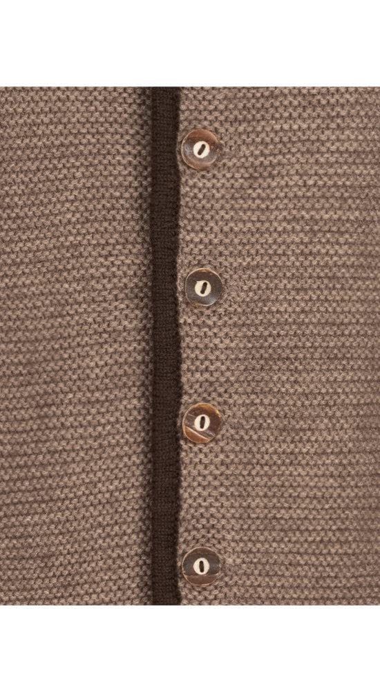 Nübler Trachtenstrickjacke Kinder - Strickjacke Kinder im Landhausstil, gerader Schnitt mit Knöpfen in Hirschhornoptik - Moderne bayrische Tracht, Ignaz Bua, Braun Braun