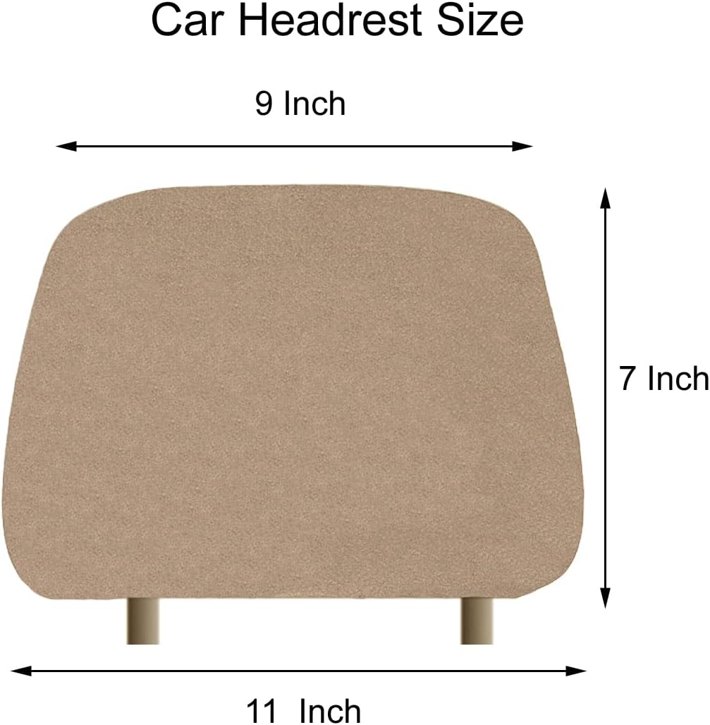 ALLBrand Universal Car SUV Truck Crystal Bling Rhinestone Studded Low Back Front Bucket Seat Cover with Separate Headrest Cover (New York/Beige)