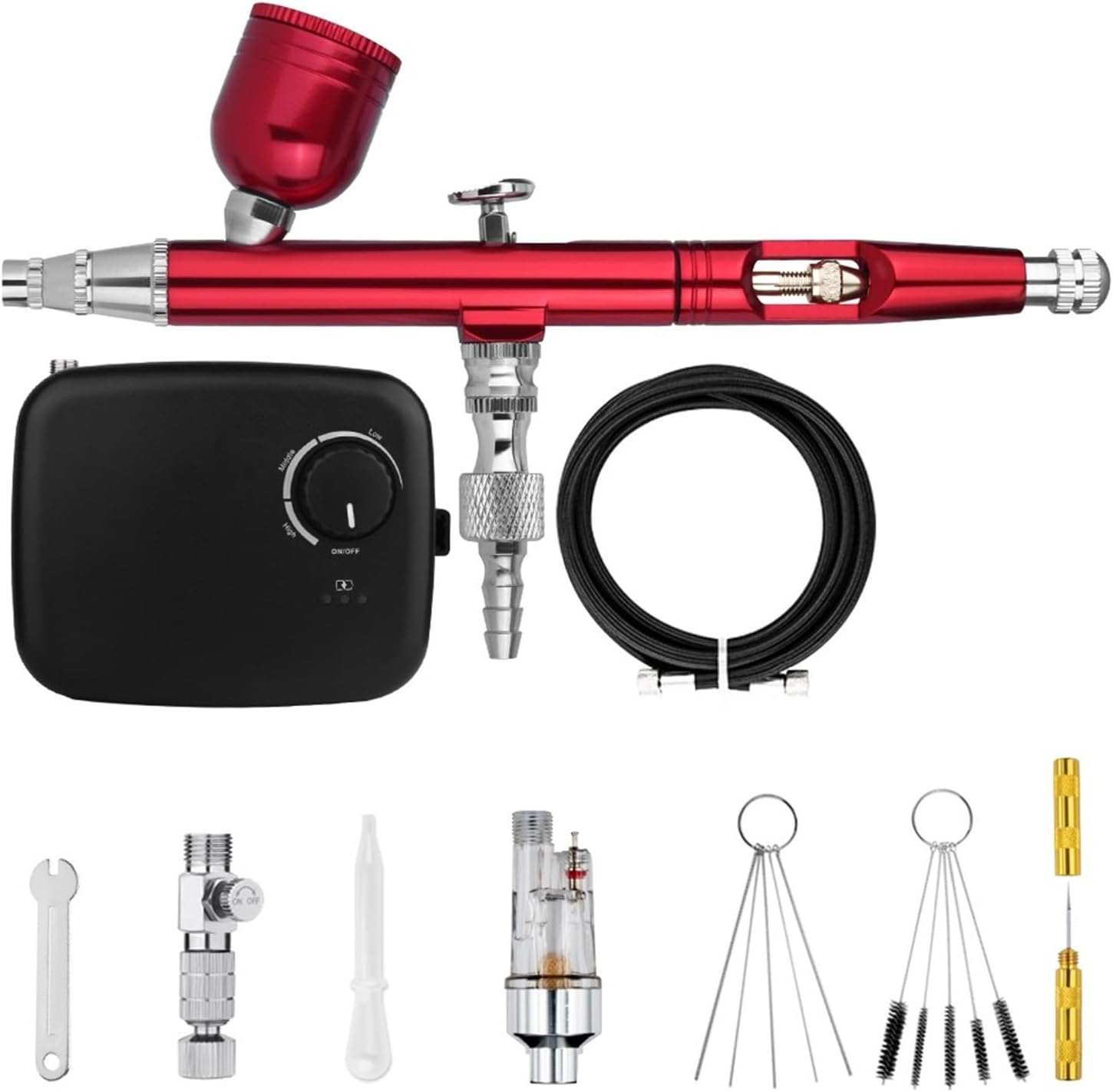 ミニバッテリー電源付きデュアルアクションエアブラシコードレスエアコンプレッサーキットエアブラシスプレーガンクリーニングツールメイクア