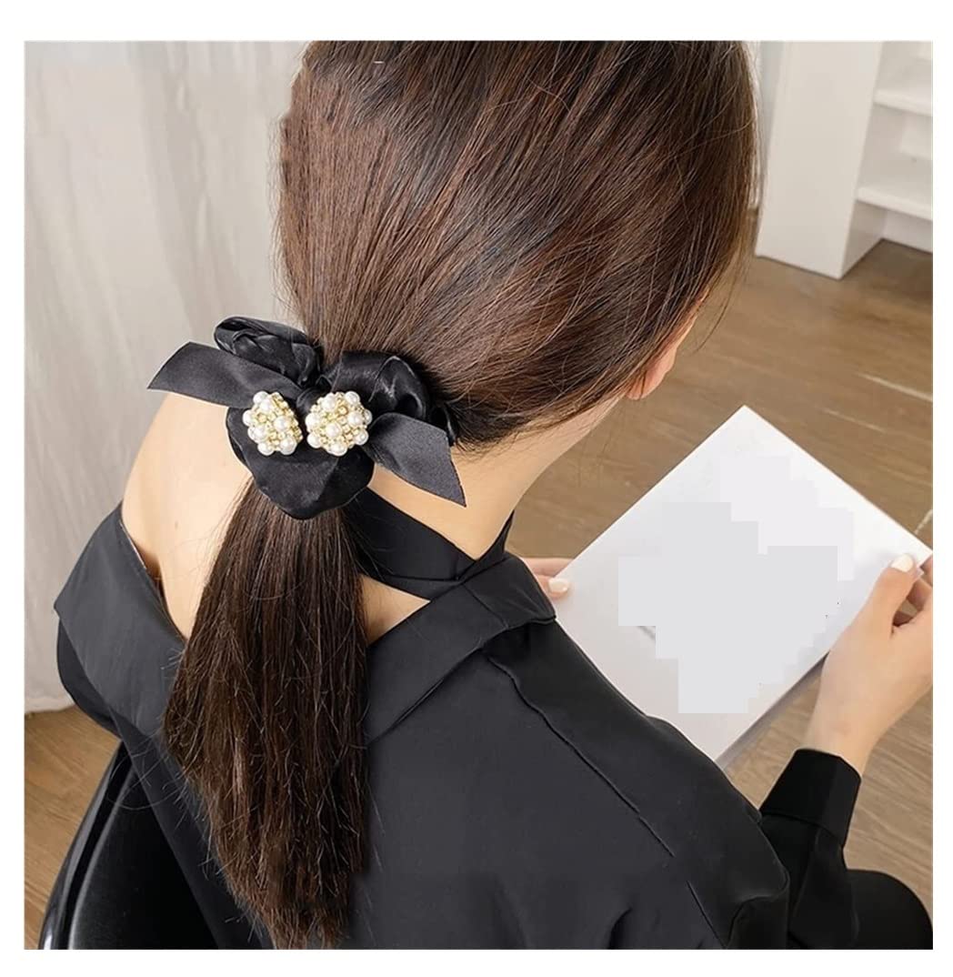 Feste Elastici Capelli 2pcs Fiocco Di Perle Anello Per Capelli Corda Per Pizzo Cavallo Accessori Per Testa Decorazione