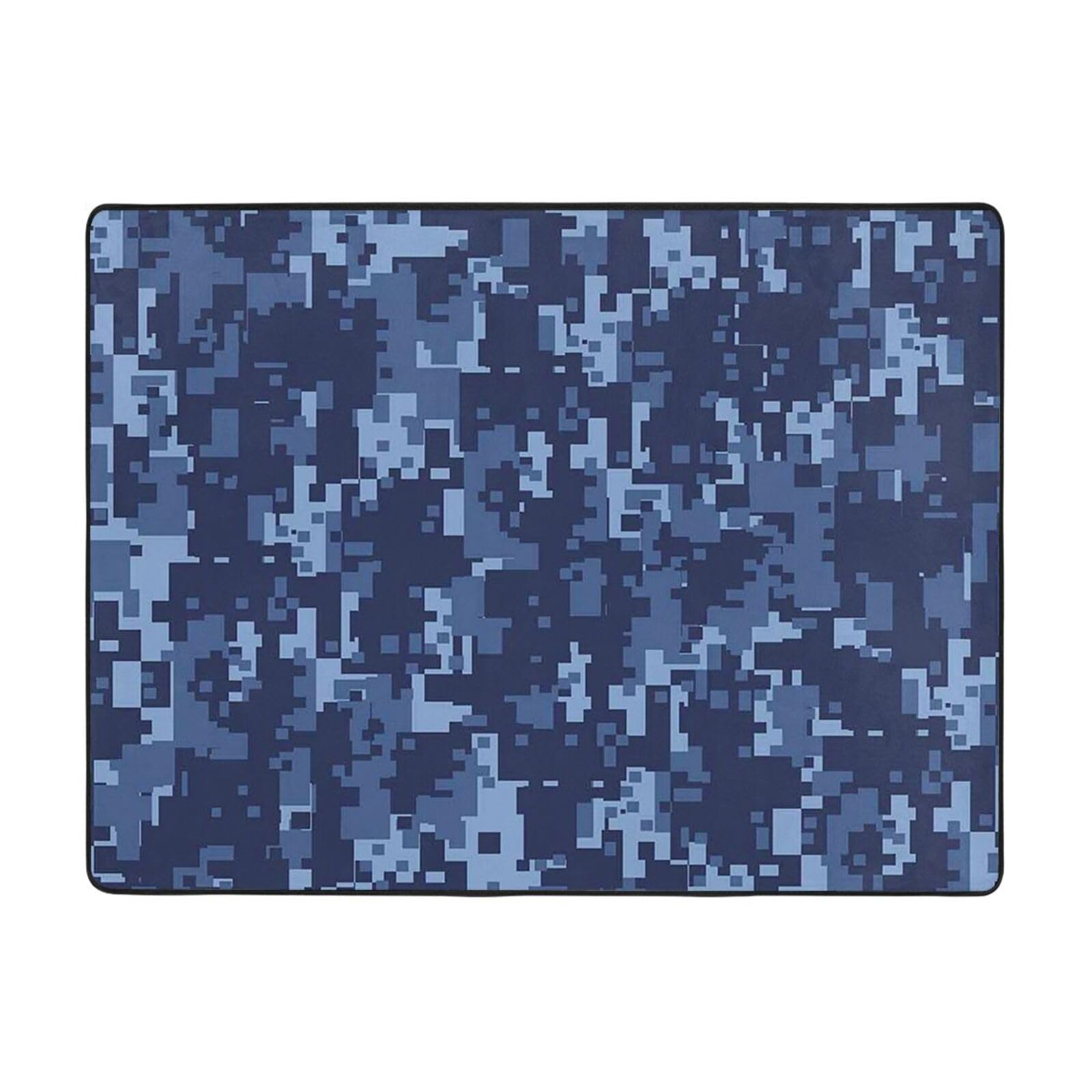 Tapis de salon bleu camouflage grand format pour chambre et cuisine