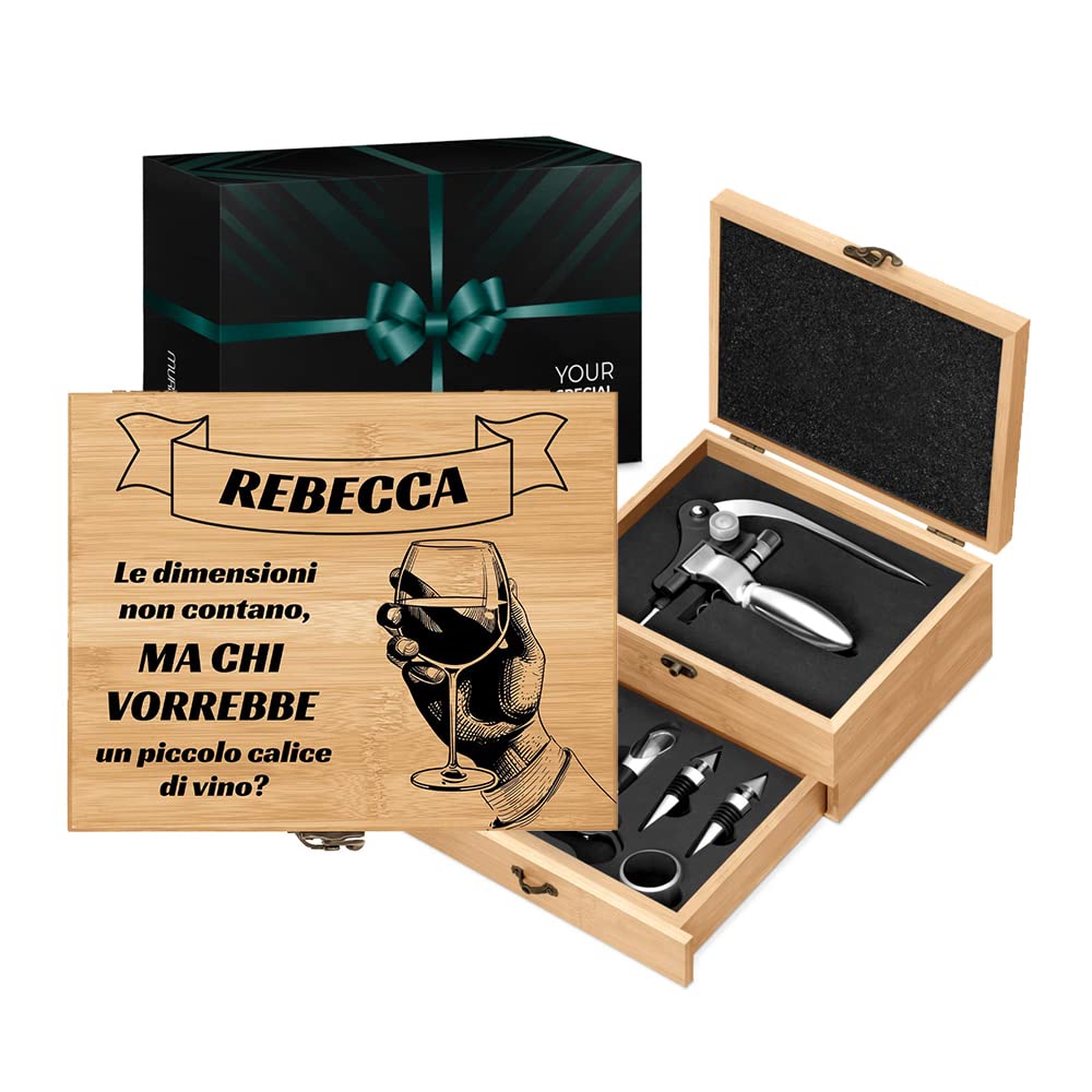 Kit Da Sommelier Personalizzato Maverton - Scatola In Bambù Con 8 Accessori Per Vino - Foto 9