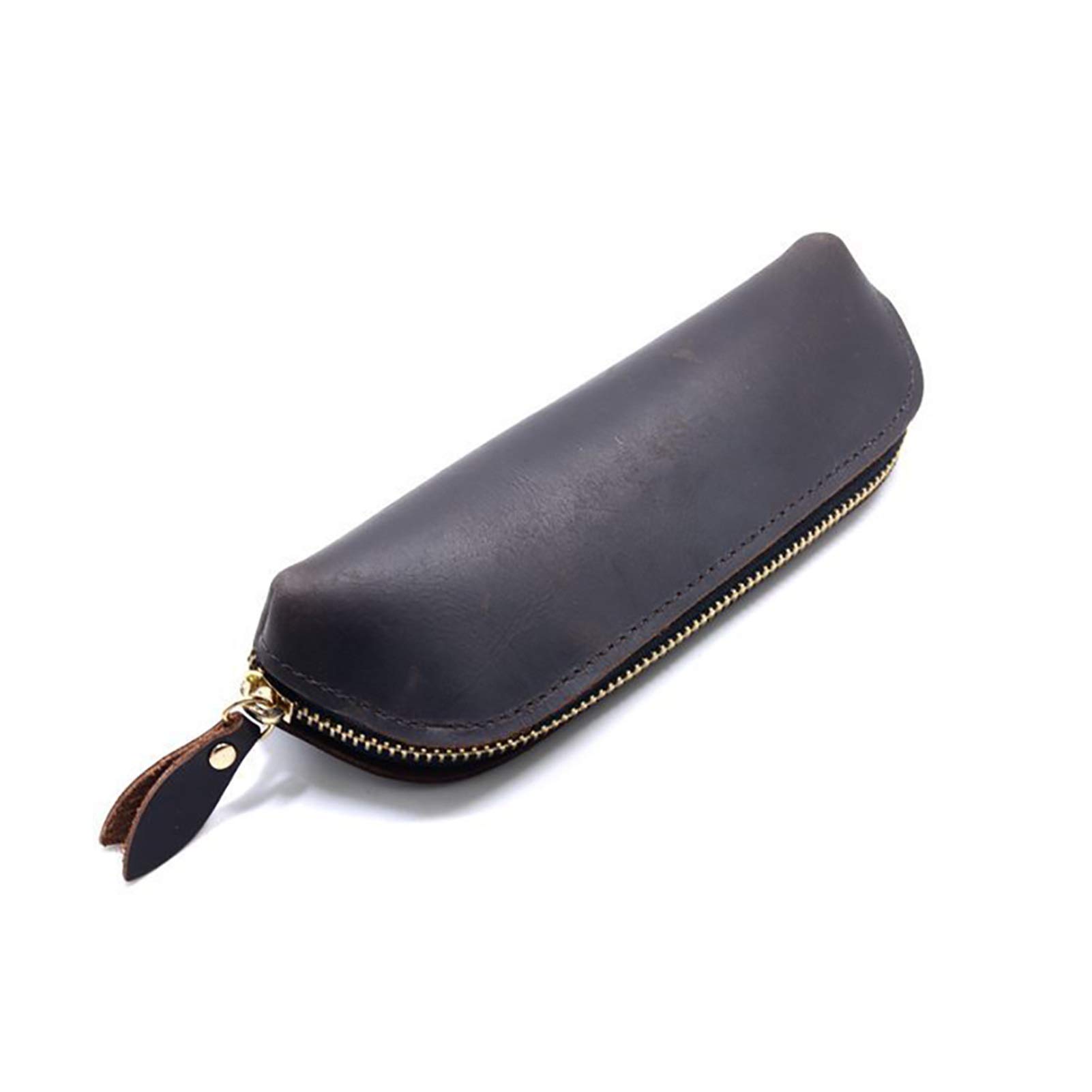Astuccio in pelle, astuccio piccolo, Astuccio in pelle Marrone scuro, 18,5x6,5 cm(Dark Brown)