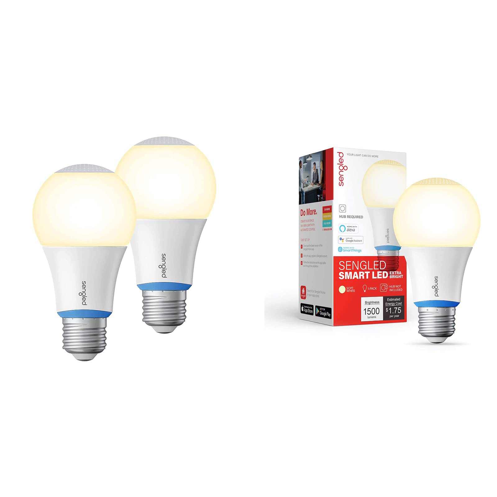 SengledA19 100W 2700k 2PK Bundle with 2700K 1PK, Work with Alexa, Google Home, SmartThings, Zigbee, Hub Required