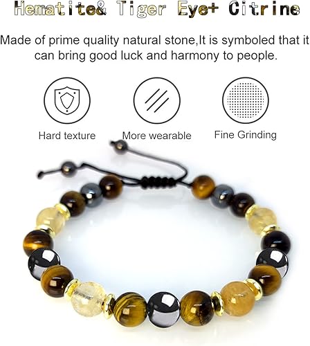 Miniatura 4 de Pulsera de sanación para aliviar la hematita, pulsera de triple protección