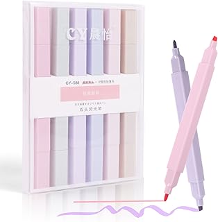 Vicloon Pastel Highlighter, 6 Pack Double Ended Highlighter, Highlighter Markers Bible Highlighter Marker Color Highlighters with Chisel Tips for Bible Journaling Notes School Office Supplies (B)