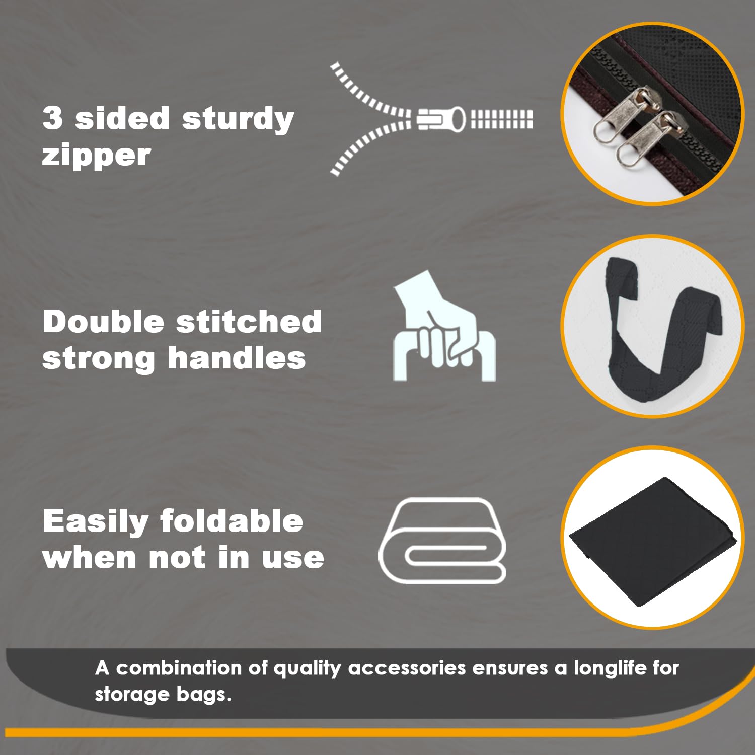KURNI Storage Bags Clothes Organizer 6 Pack Black, Large Moving Boxes With Top Lid 90L Capacity - Image 3