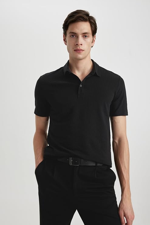 DeFacto Men's Herren Basic Poloshirt-Klassisches T-Shirt Für Männer Polo