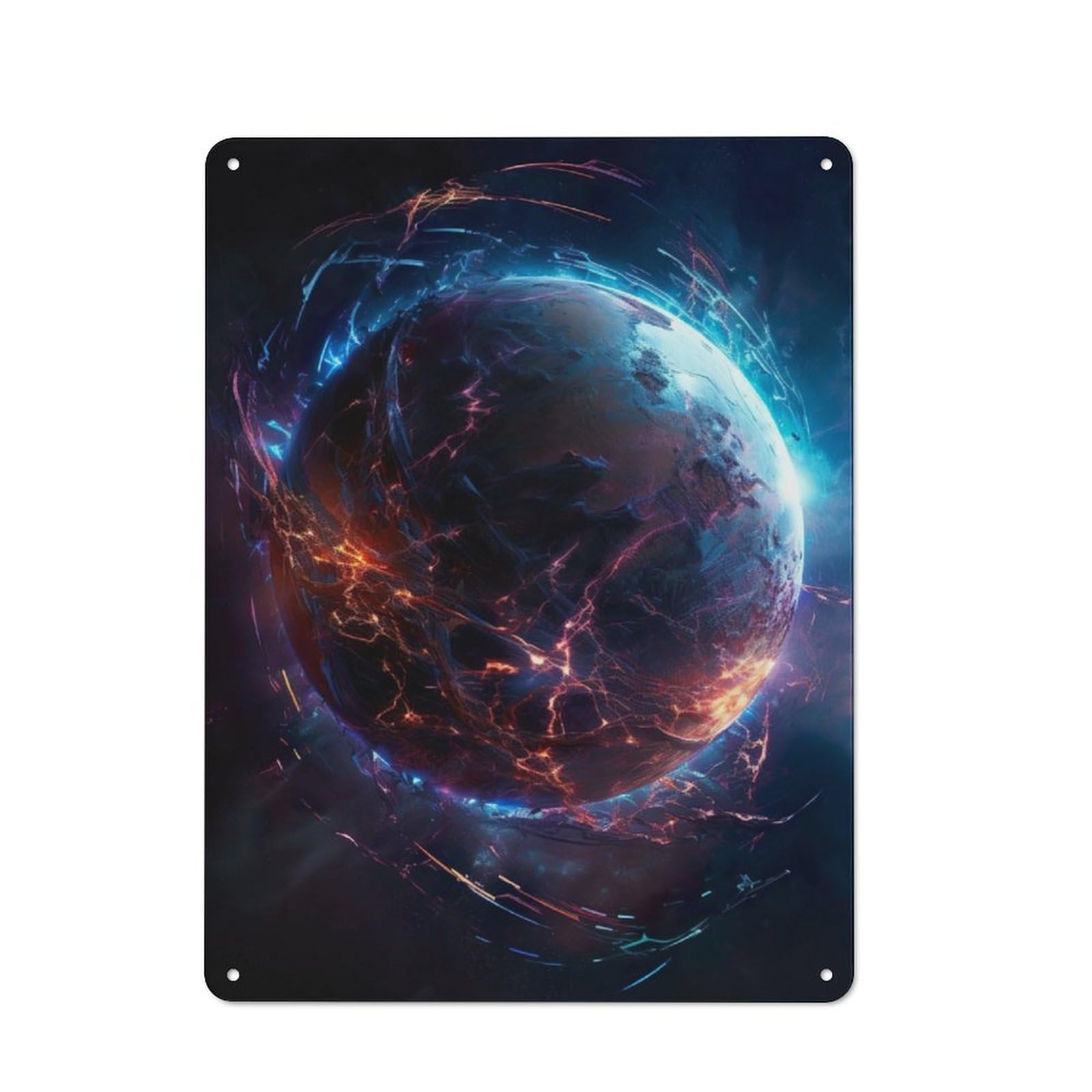 Junmoney Lightning Alien Planet Retro Metal Sign 40X30cm Featuring For Hallway Wall, For Kitchen, Dining Room And Home Bar Wall Decor