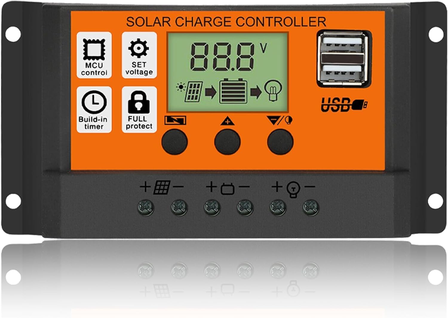 kh 30A Solar Charge Contoller 12V/ 24V Solar Panel Charge Controller Intelligent Regulator with Dual USB Port Auto Parameter LCD Display - Timer Setting ON/Off Hours (30 A)-image-35