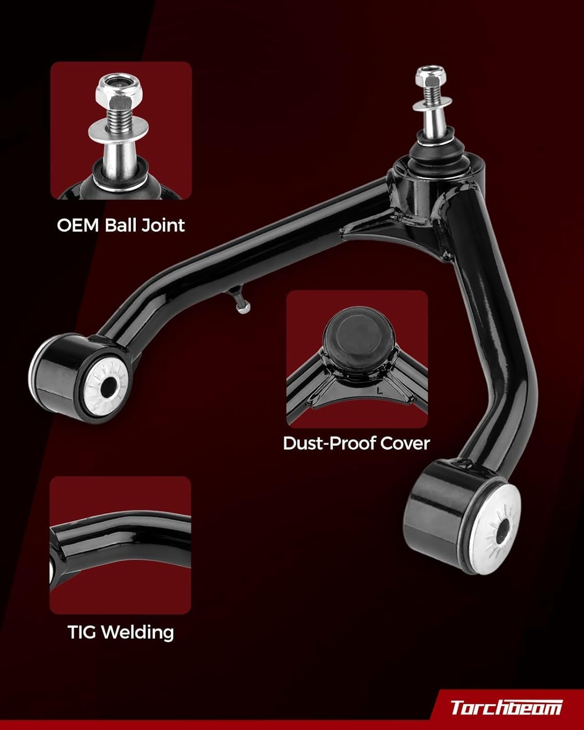 Torchbeam 1680CAK150YUS 2Pcs Front Upper Control Arms, Suspension Kit with Ball Joint for Sierra Silverado 1500, Yukon 2007-2014, Suburban 1500 2007-2014, Escalade 2007-2014, Tahoe 2007-2014