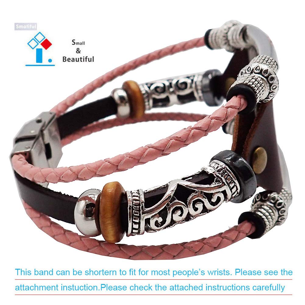 Smatiful Versa 3 Cloth Wrist Bands with White Siver Metal Pattern Beads (not Gold) for Ladies, Adjustable Sport Watch Band Compatible with for Fitbit Sense & Versa 3 Tracker, Rose Lightpink