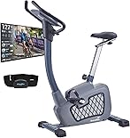 Skandika Wiry Ergometer Heimtrainer 11kg Schwungmasse 24 Trainingsprogramme 32 Widerstandsstufen Magnetbremssystem Bluetooth Kinomap App-Steuerung Transportrollen (grau)