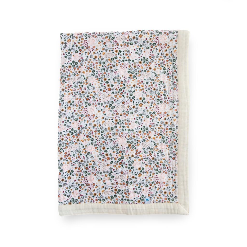 Little Unicorn Newborn Receiving Quilt | Ultra- Soft, Multi-Layered Muslin Fabric | Gift for Newborns &amp; on-The-go (Pressed Petals)