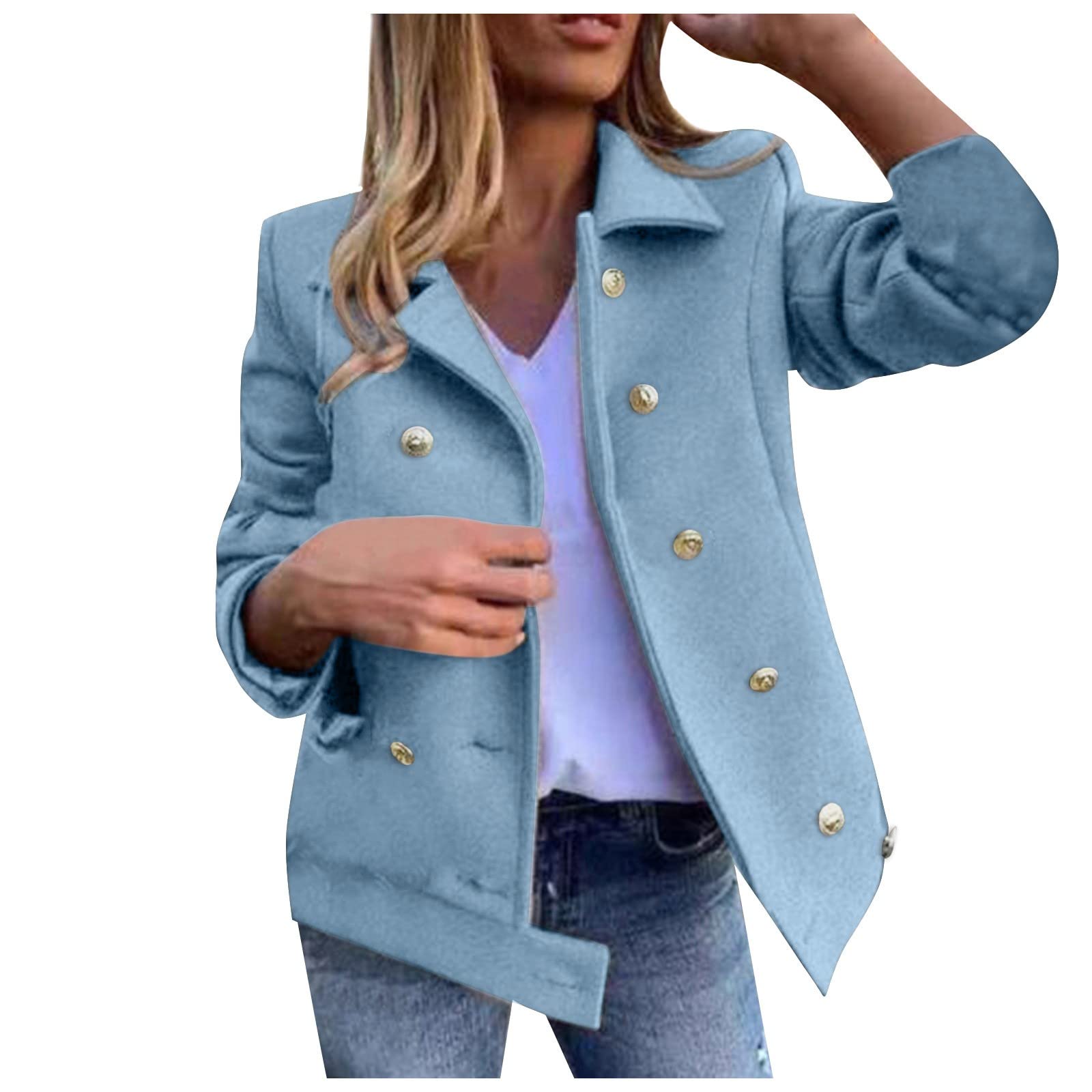 Women's Fleece Jacket Fashion Temperament Solid Color Slim Fit Double Breasted Suit Top Jacket Fall