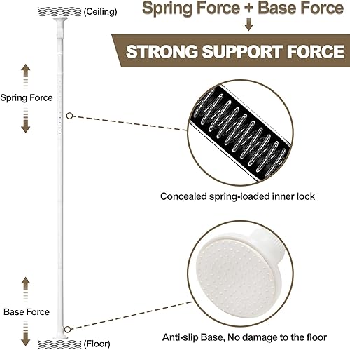 Miniatura 5 de Barra de cortina divisora de habitación, barra de tensión vertical, 28-70 pulgadas de ancho, 4-10 pies de alto, ajustable, resistente, de suelo a