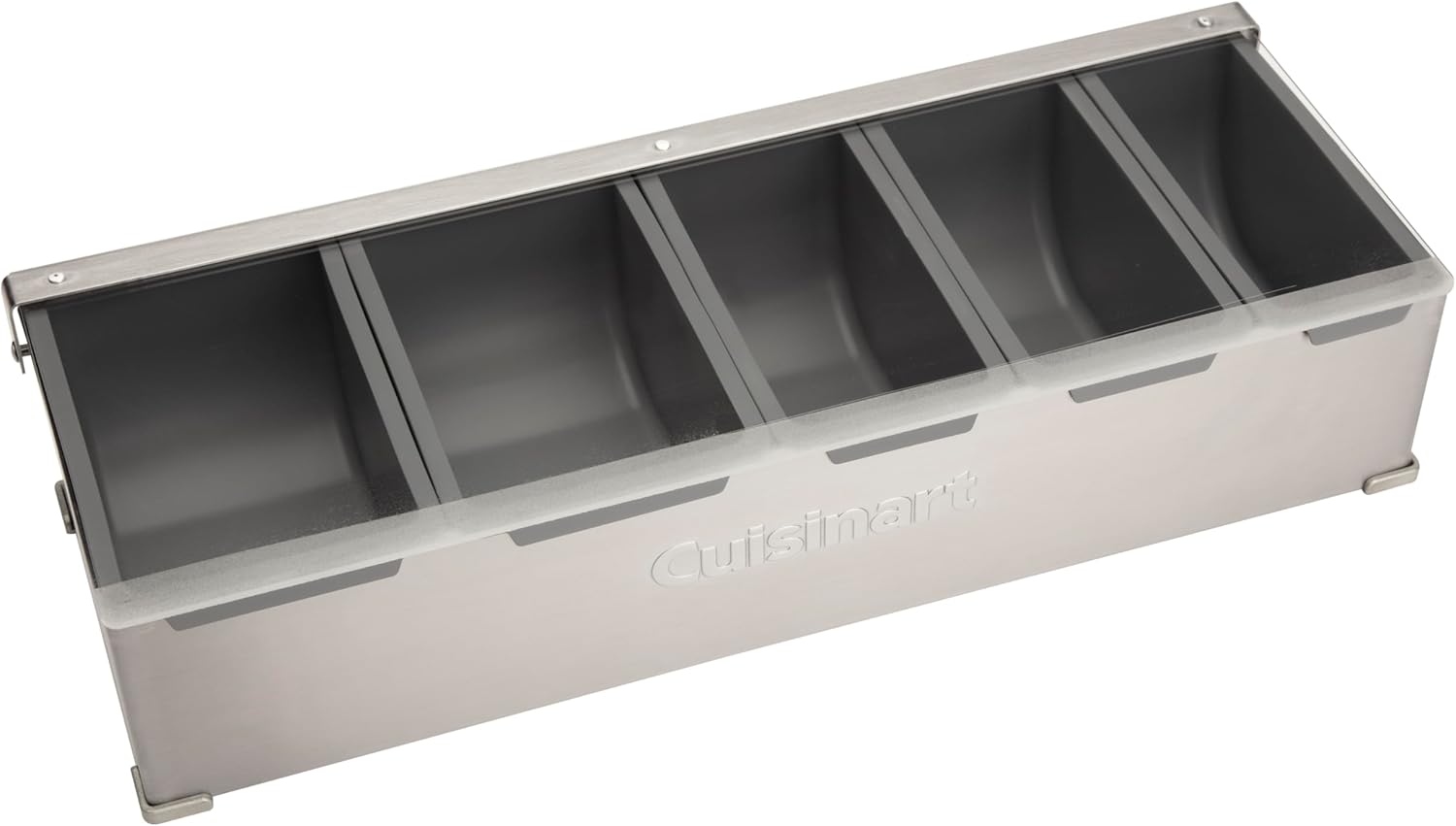 Stainless Steel Condiment and Topping Station with Translucent Lid