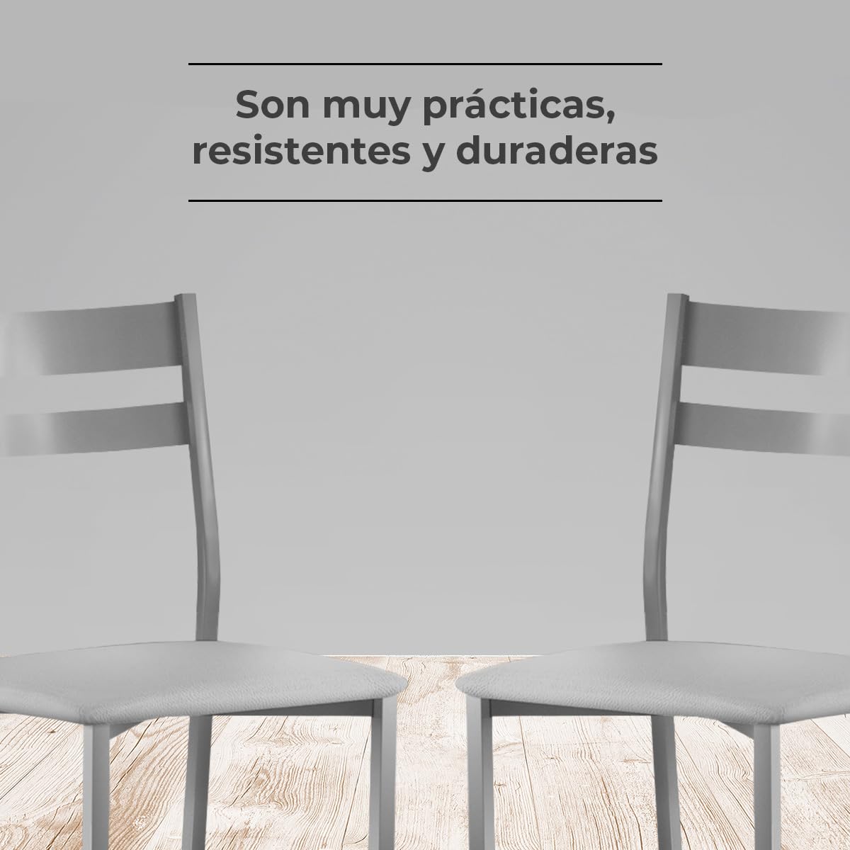 ASTIMESA Dos Sillas de Cocina Respaldo Franjas Gris