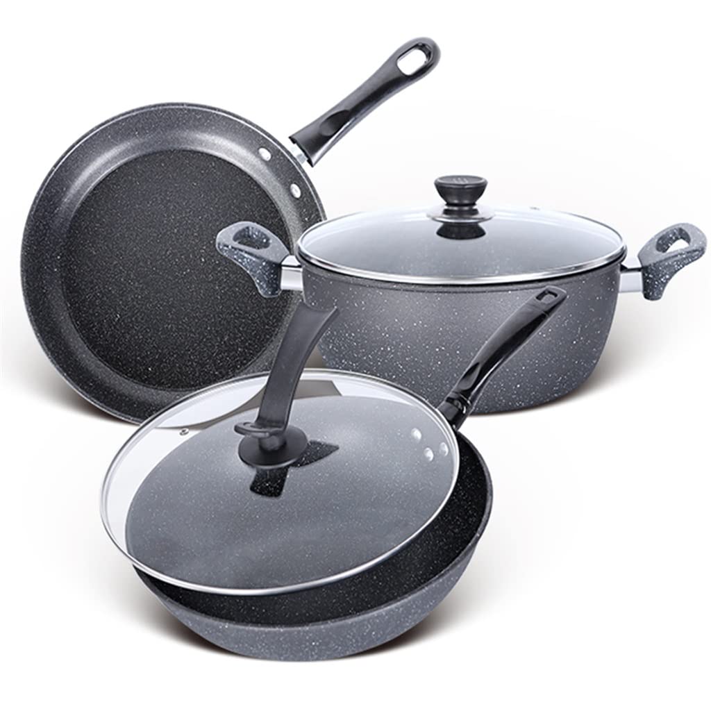 Hellgraues Kochgeschirr-Set, Suppentopf-Set, Bratpfanne, Milchtopf, Kochtopf, Pfanne, Antihaft-Pfannen-Set, Schmortopf, Wok
