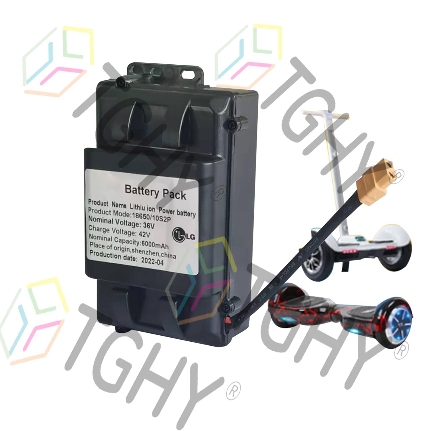 TGHY Batterie Lithium Pour Trottinette Pliable 36 V 4,4 Ah 5,2 Ah 6,6