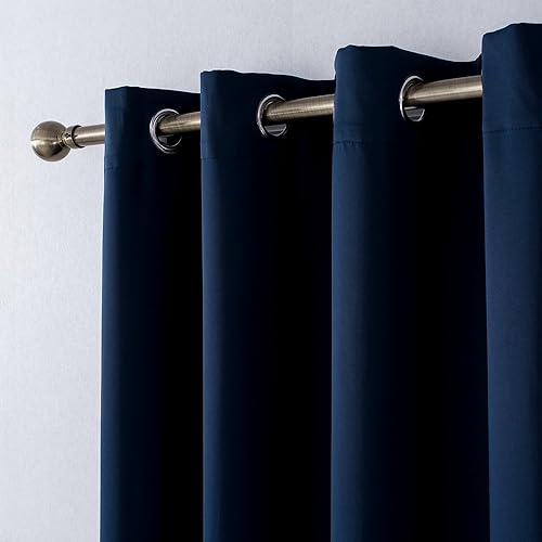 Vista 5 de Mangata Casa - Cortinas opacas para dormitorio, 2 paneles, cortinas térmicas para ventana, para sala de estar, cortinas que oscurecen. Azul marino