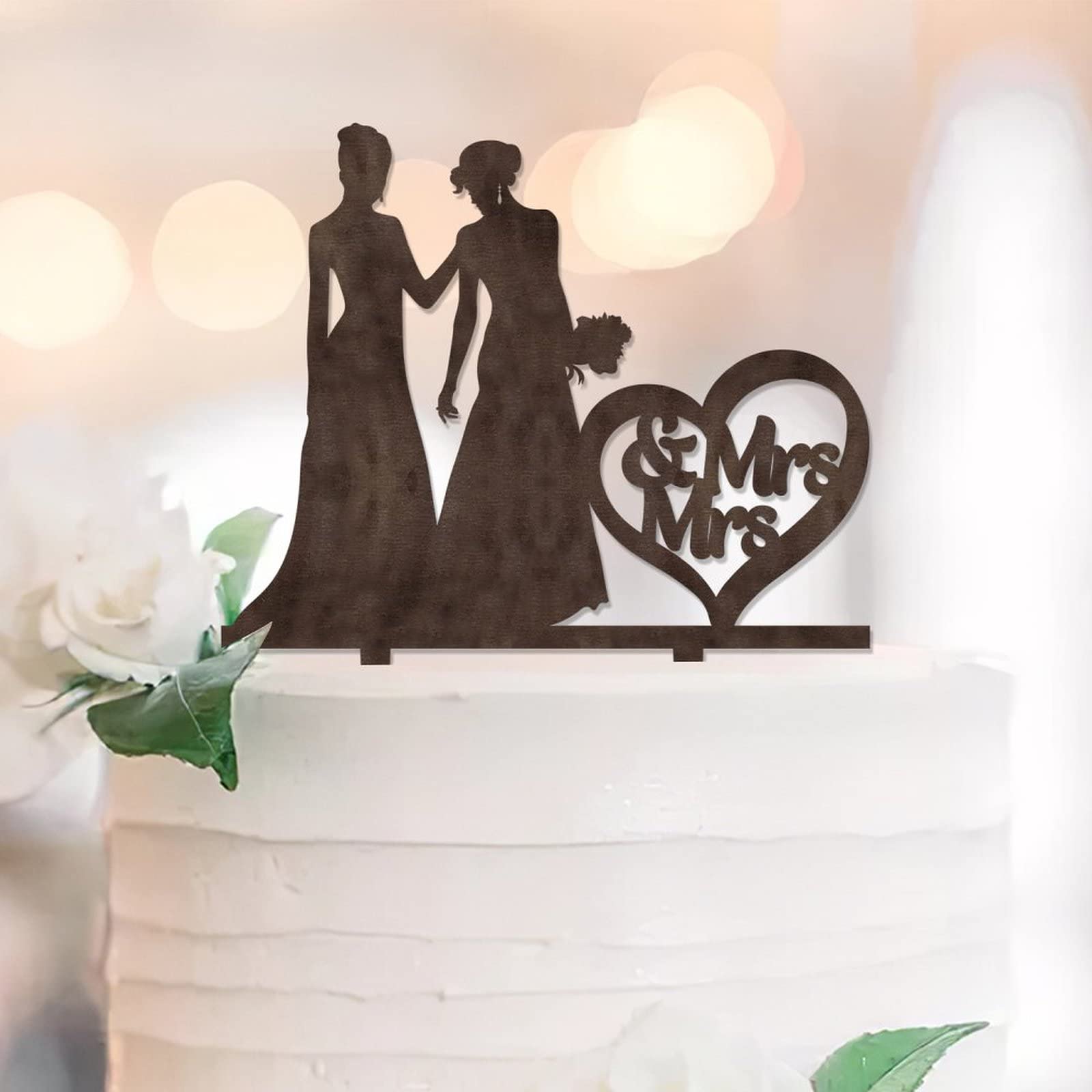 2 Topper Per Torta In Legno 'Mr & Mrs' A Forma Di Cuore, Decorazioni Per Matrimonio, 14x14,6 Cm