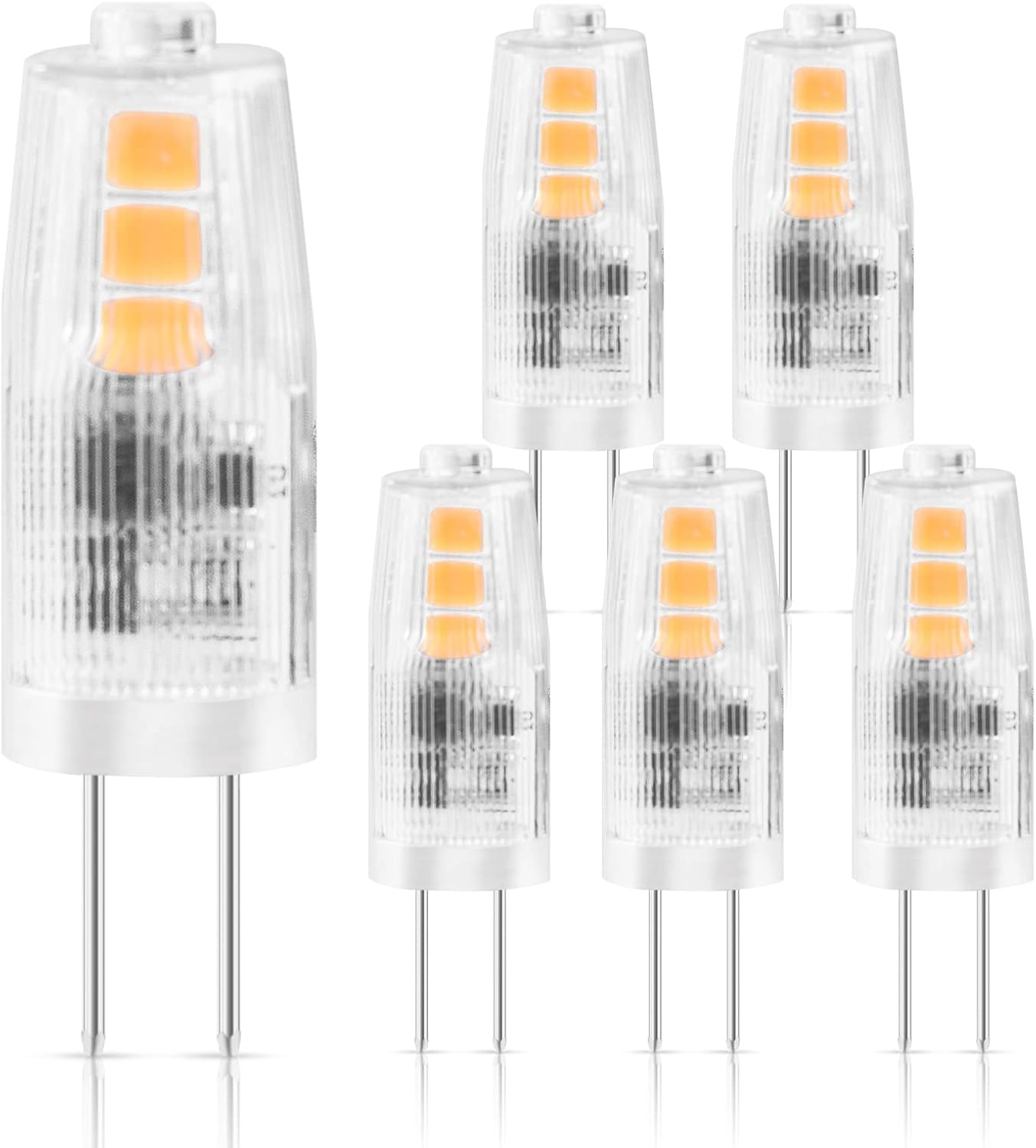 Karyoosi LED G4 Bulbo 1.5W AC/DC 12V, Bombilla LED G4 Luz Cálida 3000K, quivalente a Bombilla Halógena de 20W, No Regulable, Sin Parpadeo, pack de 6
