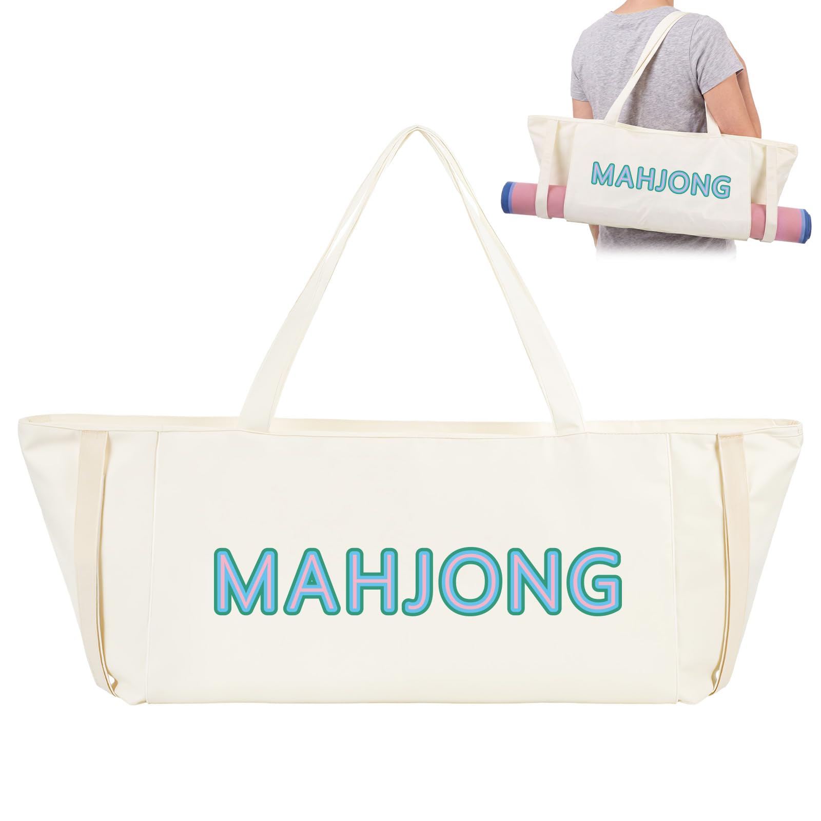 Abbylike 28"x9" Mahjong Bag for Mahjong Accessories,White,Polyester