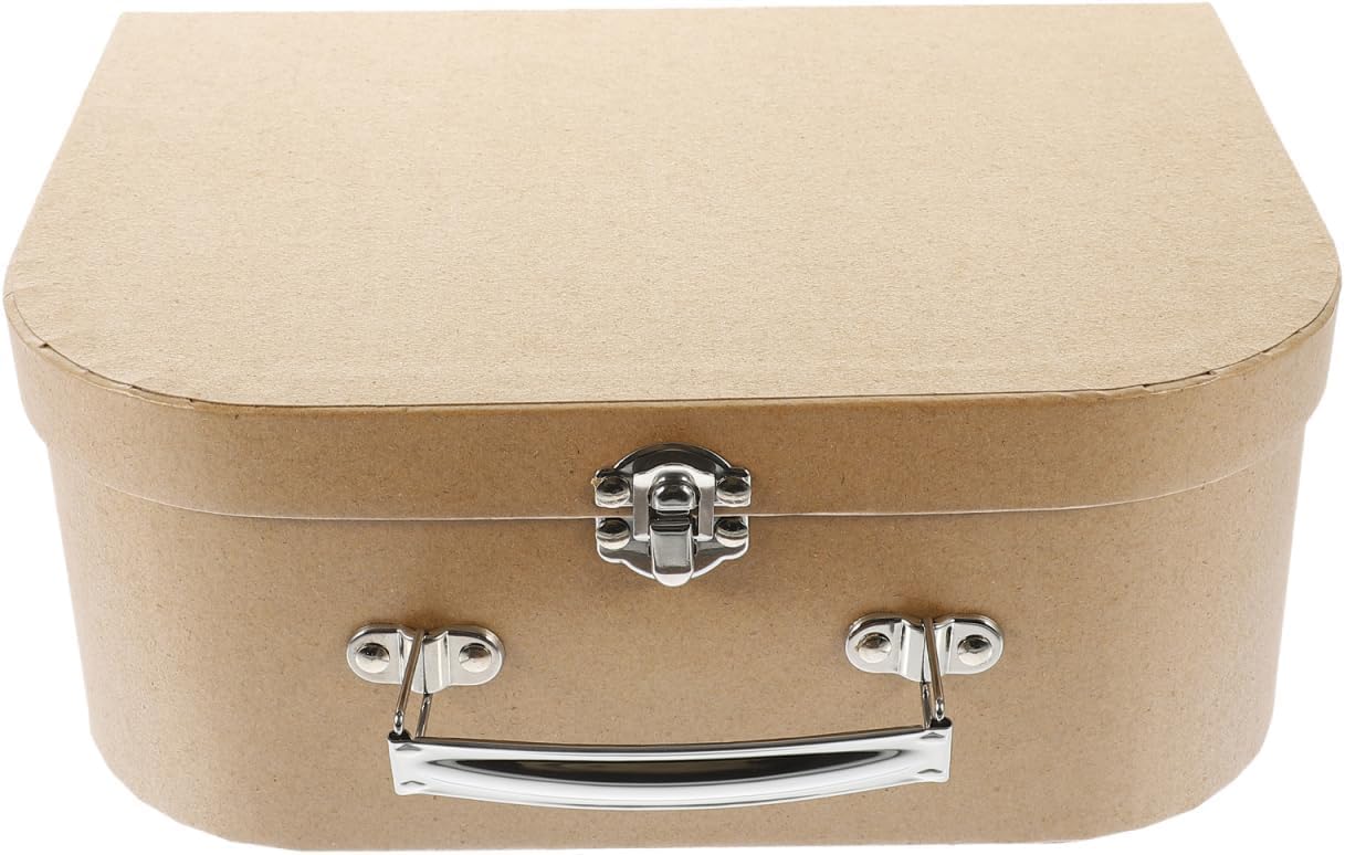 Niltracy Cardboard Suitcase Box with Handle - Decorative Thickened Paperboard Storage Box for Crafting Organizing and Gifting Jewelry, Stationery, Wedding Party Favors 10x7.5x3.9 inch