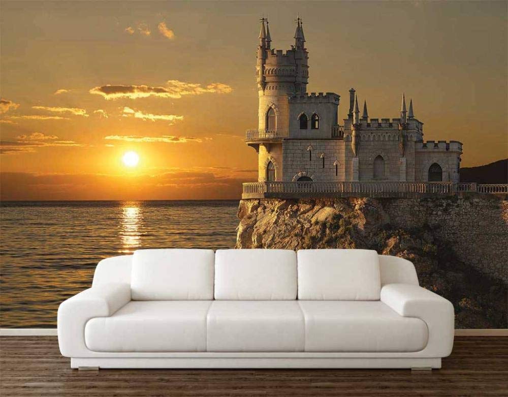 Papier peint photo 3D château anti-humidité décoration murale salon séjour