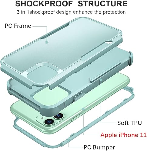 Miniatura 3 de Lfurxzek Funda para iPhone 11, resistente, resistente, ligera, delgada, a prueba de golpes, protección de cuerpo completo, a prueba de golpes, funda