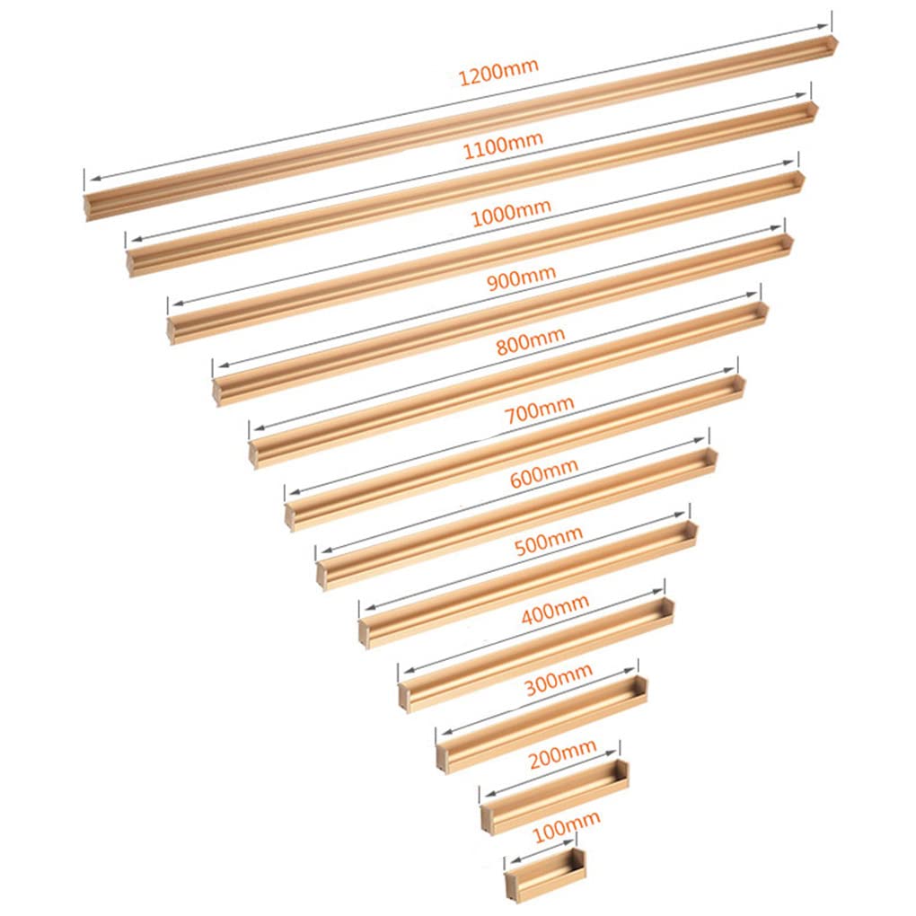 Uchwyty do szafek, 2 szt., kwadratowe aluminiowe gałki do szuflady, uchwyty drzwi przesuwnych, złote, ze śrubami i dźwigniami(Total Length 600Mm)