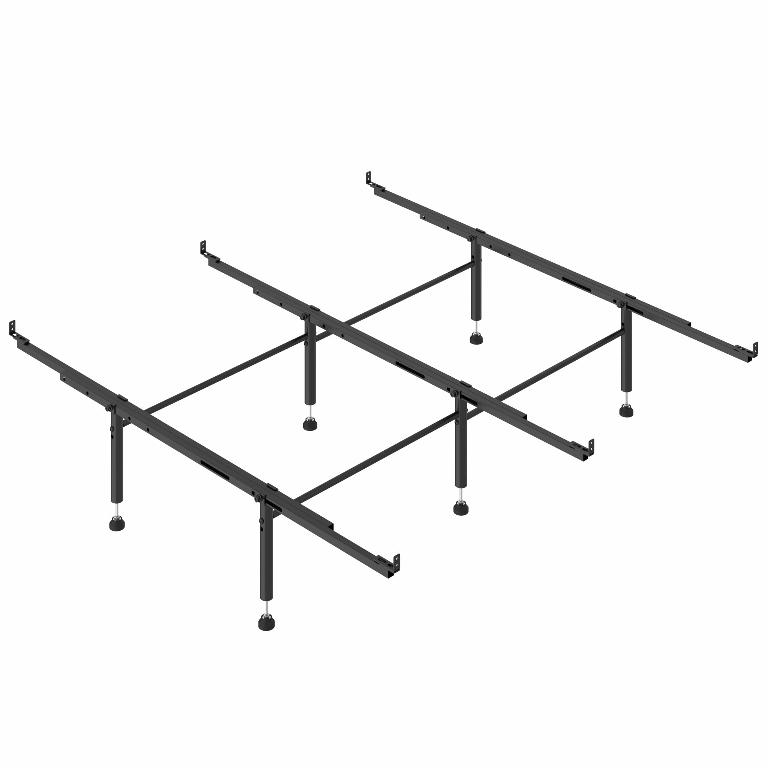 Bed Frame Support System - 3 Cross Rails and 6 Adjustable Legs,Universal Strong Center Support Beams for Twin,Full, Queen and King Metal/Wood/Upholstered Bed
