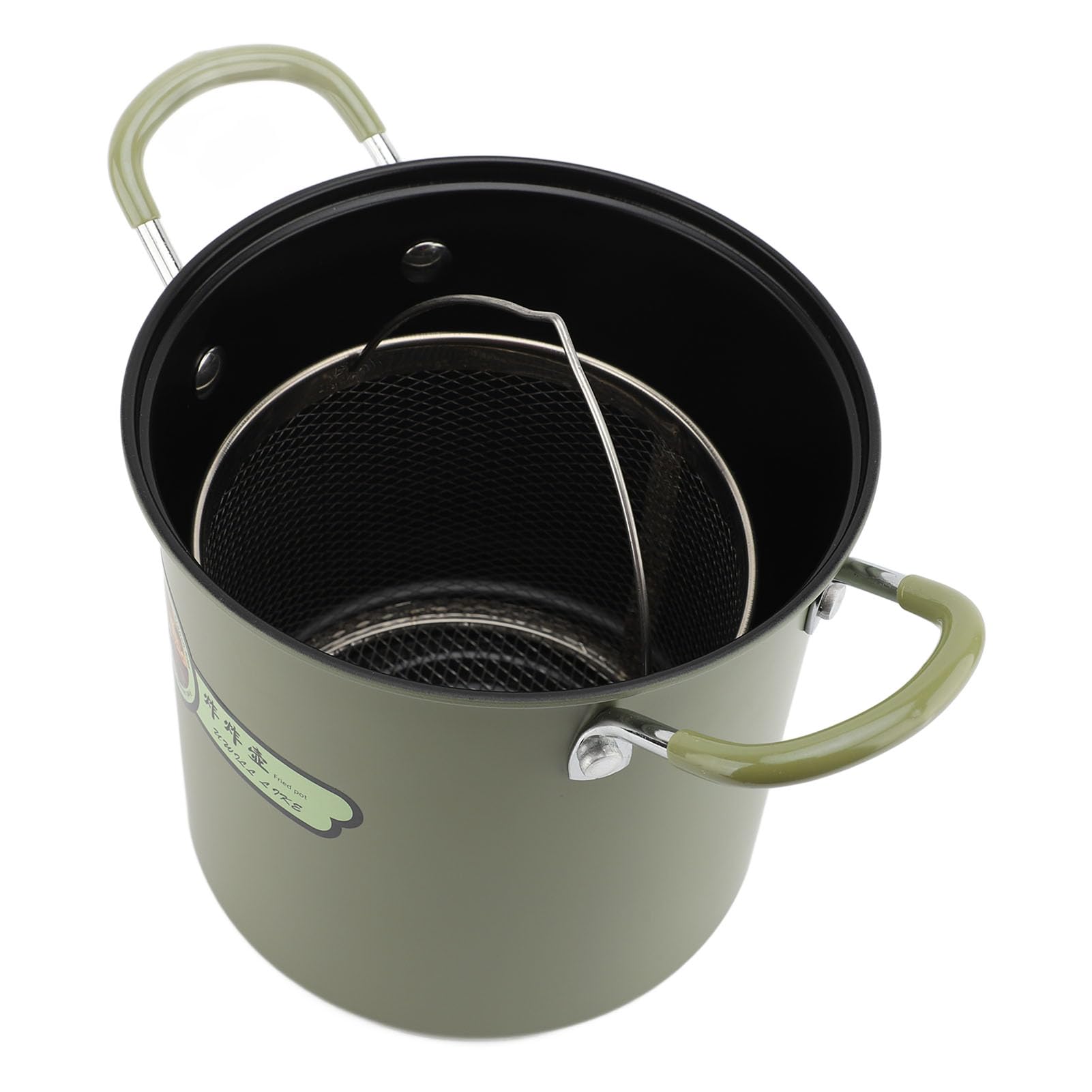 3L Deep Fryer Pot with Basket, Carbon Steel Frying Pan with Silicone Handle and Glass Lid, Suitable for Gas, Induction Cooktops, Suitable for Kitchen, Camping