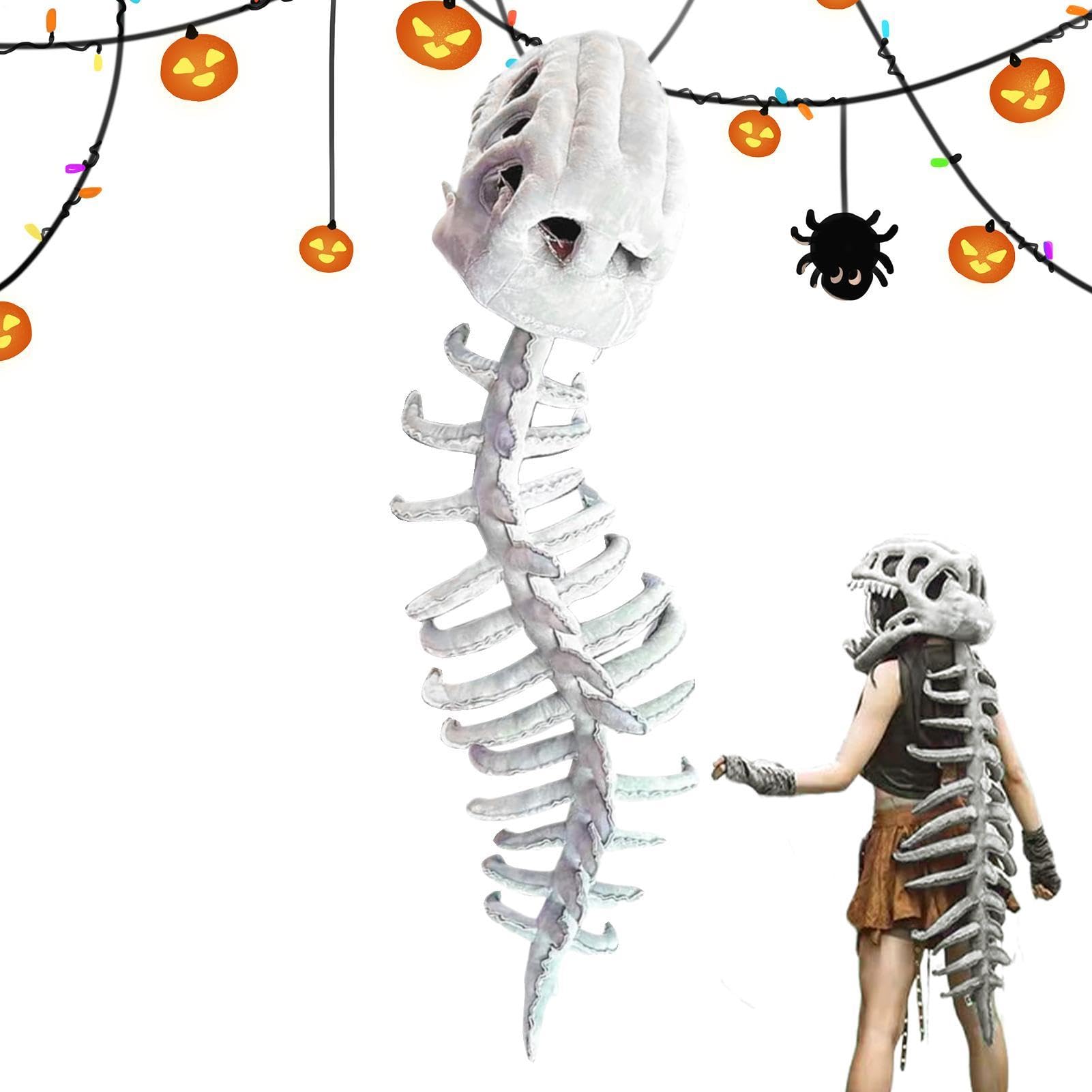 Kostium Dinozaura Pluszowy Szkielet Śmieszny Strój | Halloweenowe Nakrycie Głowy Cosplay Smocza Kość Dla Kobiet Mężczyzn Dziewcząt Chłopców Karnawał Impreza Święto Scena