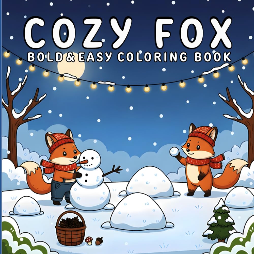 Cozy Fox: Coloring Book for Adults and Kids, Bold and Easy, Simple and Big Designs for Relaxation Featuring Cute Foxes, Cozy Moments, and Many More
