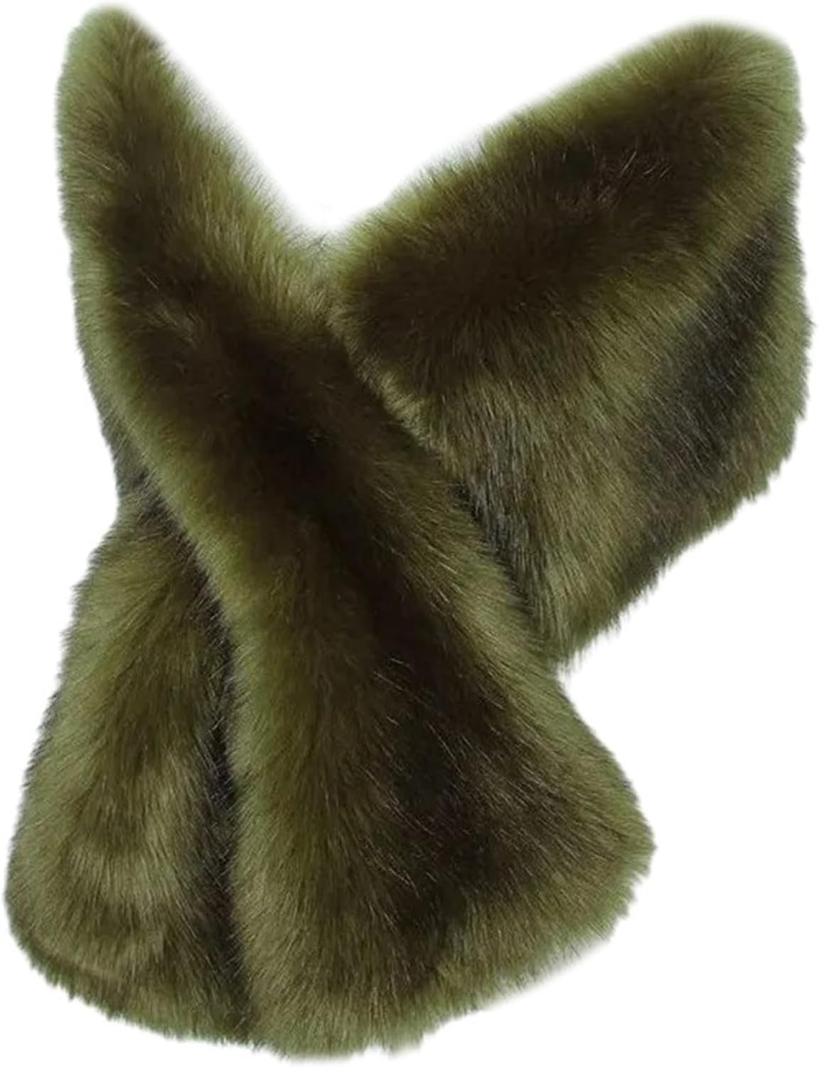 KGAIXN Women Faux Fur Luxury Designer Winter Bridal Shawl Wedding Cape Bride Cloak Wraps for Evening Dresses Warm Accessories Soft Cozy Long Stole, Green Black Tip