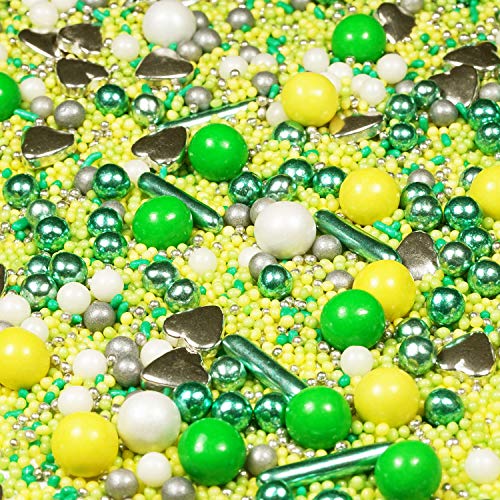 Sprinkles Flora amarillo verde plata 180 g STREUSEL GLÜCK coloridos sprinkles de azúcar para hornear como decoración de… - Imagen 4