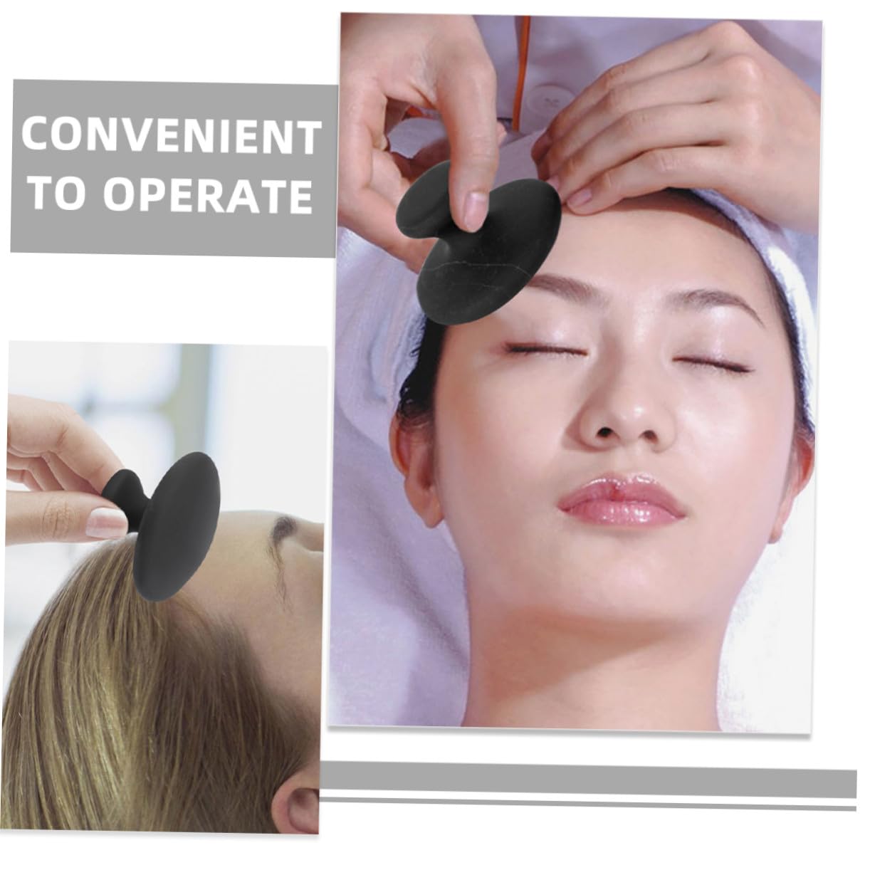 Set 4 Pezzi Strumenti Gua Sha Compatto in Pietra Nera per per Massaggio Viso e Corpo per Relax a Casa e Massaggio Completo