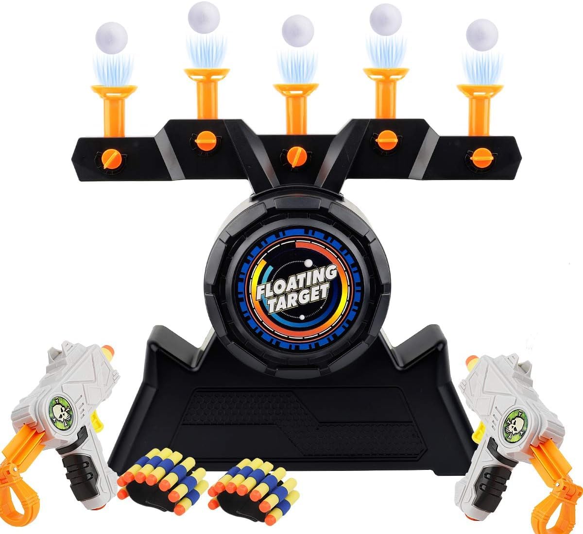 Herefun Gioco Bersaglio Galleggiante, Bersaglio Galleggiante Elettrico, Giochi di tiro Elettrico, Freccette Gioco Sparatutto Shooting Giocattoli da Allenamento con 2 Pistole, 10 Proiettile (arancione)