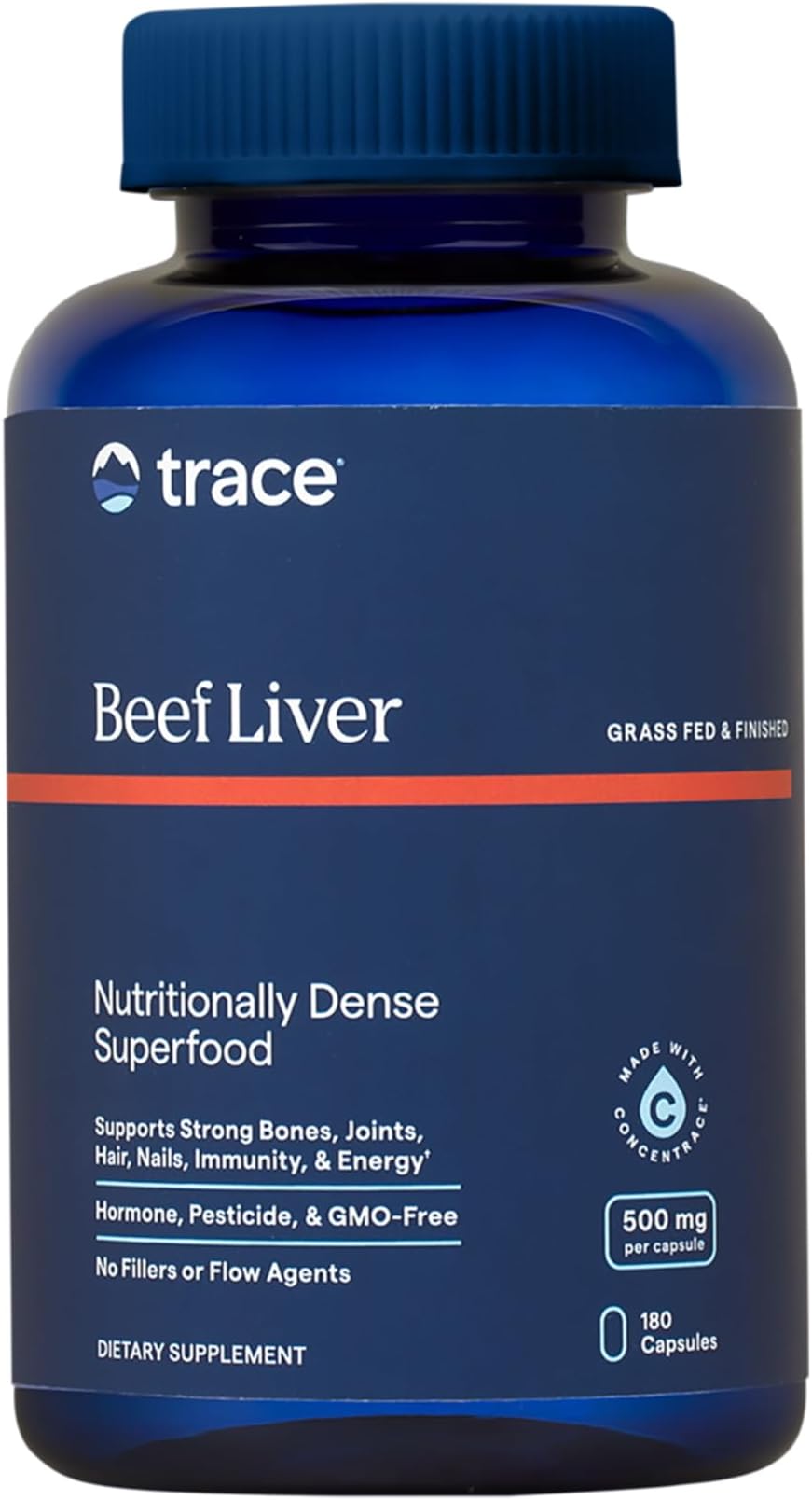 Trace Minerals Beef Liver - Beef Liver Supplement for Overall Body Health - Bone, Energy, Immune & Organ Support - Healthy Hair & Skin - Natural Superfood - Gluten-Free - 180 Count (30 Servings)