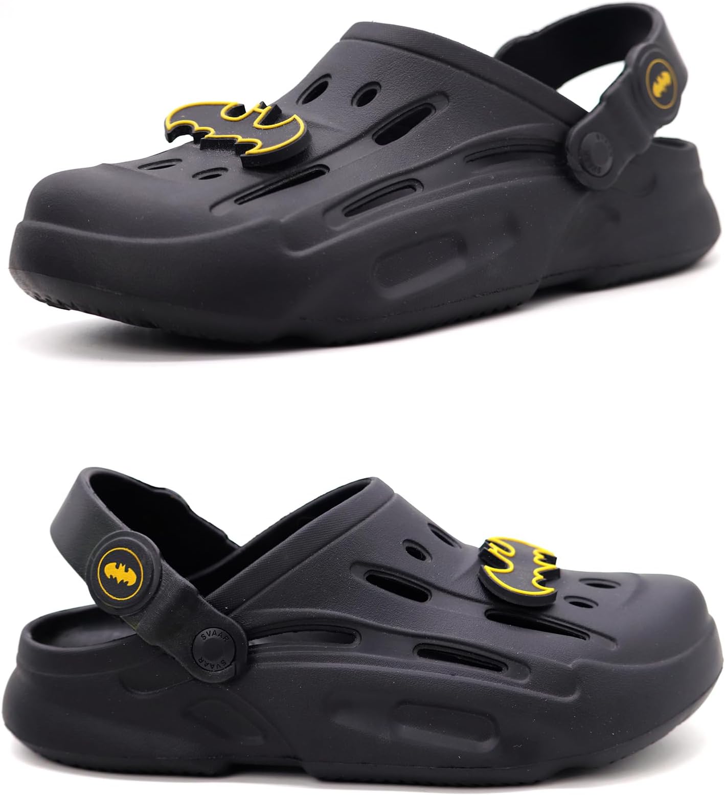Batman Men's Sturdy Clogs with Authentic Batman Charms and Adjustable Back Strap