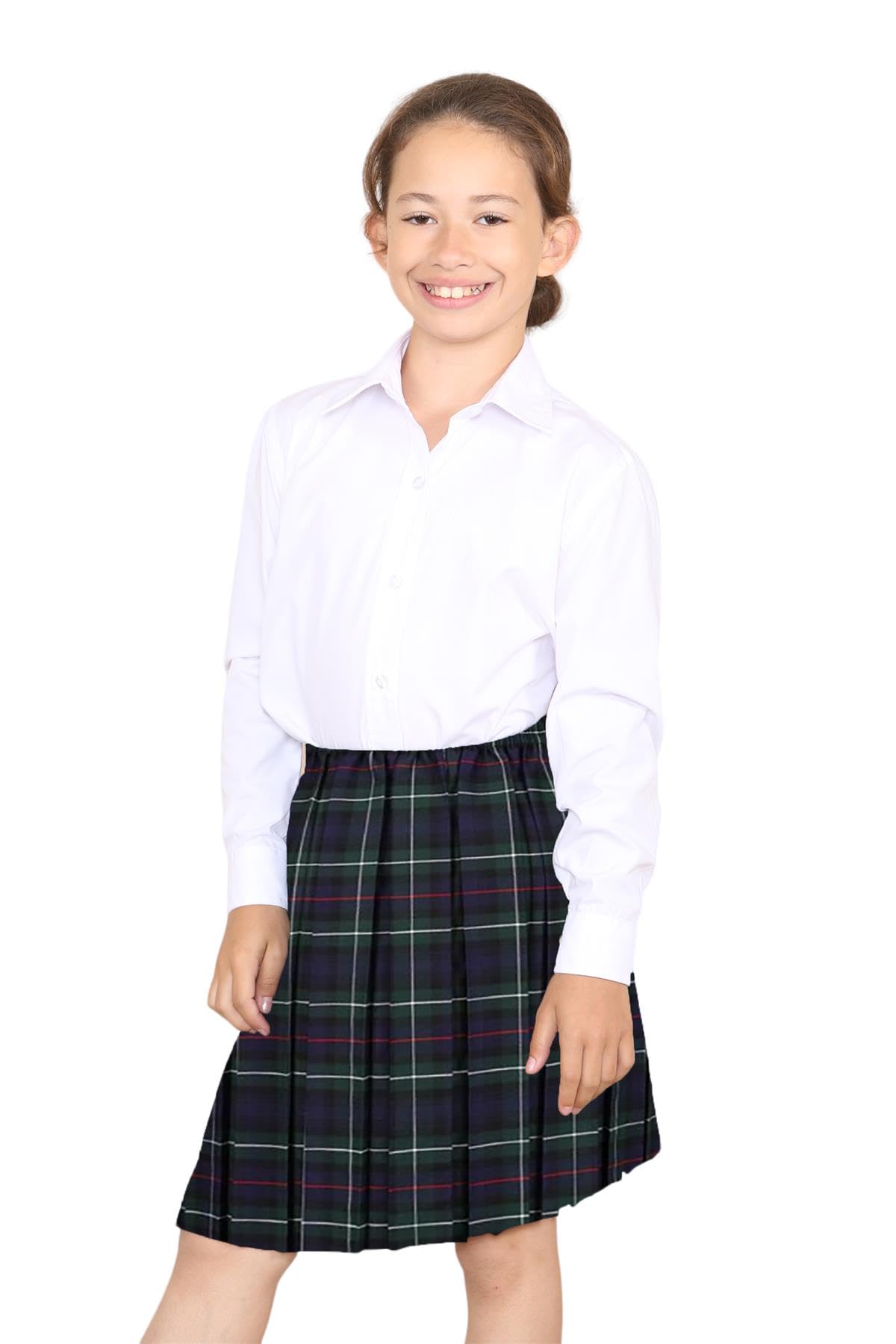 Falda escolar plisada para niñas, paquete de 2 unidades, longitud hasta la rodilla, falda plisada para niñas, faldas de tartán con cintura elástica completa, faldas de verano, tallas 2-18