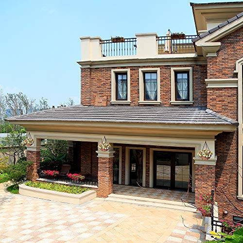 Homsunny Fall Artificial Hanging Flowers With Basket,Fake Silk Rose Flowers In 12 Inch Coconut Lining Hanging Baskets For The Decoration Of Courtyard, Outdoors, And Indoors (Rose Red，White) #TOP2